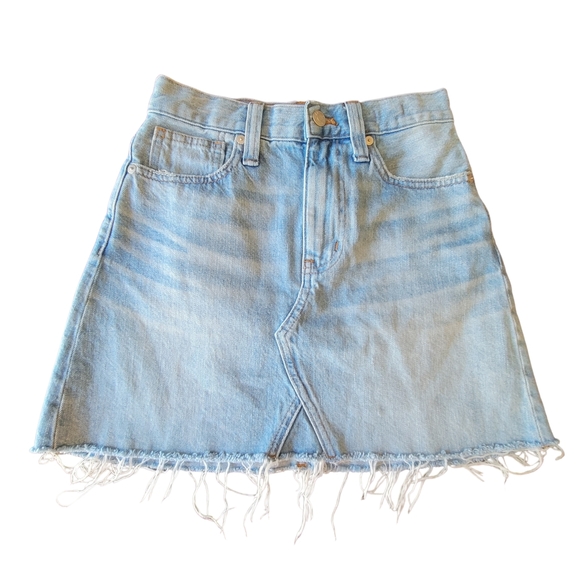 Madewell Denim A-Line Distressed Raw-Hem Midi Skirt – Size 23 (00) - Picture 2 of 6